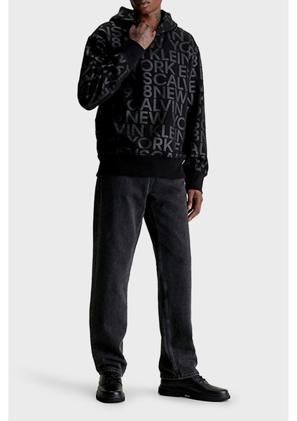 Baskılı Pamuk Karışımlı Kapüşonlu Regular Fit Sweat J30J3246340GL Erkek Sweat J30J324634 0gl