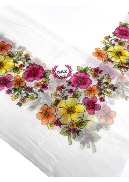 2'li Set Pamuklu Ortası Boş Kenarı Çiçekli Oyalanacak Yazma 100X100 cm Eşarp