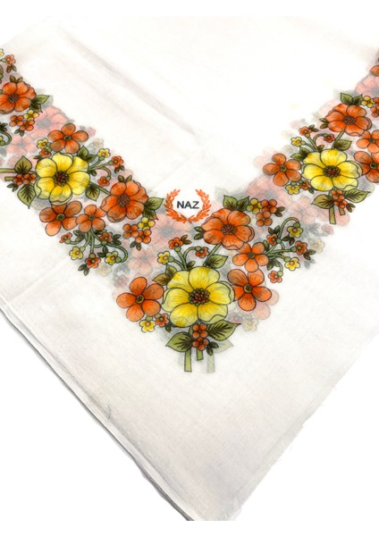 2'li Set Pamuklu Ortası Boş Kenarı Çiçekli Oyalanacak Yazma 100X100 cm Eşarp