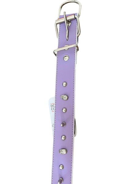 Kuru Kafalı ve Çivili Lila Renkli Destekli Yumuşak Doku Köpek Boyun Tasması 3 x 60 cm