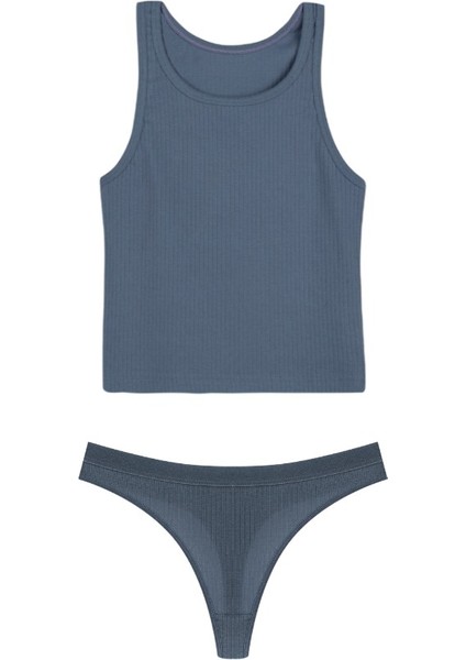 Pamuklu Fitilli Kadın Crop Atlet&tanga Külot Takım TK-6840 fiyatları