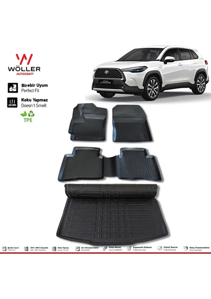 Toyota Corolla Cross Paspas Bagaj Havuzu Set 2022 Sonrası 3D Ultraflex Set