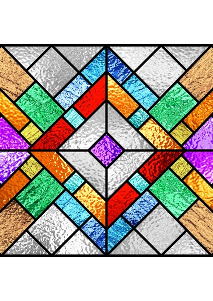 Renkli Geometrik Desenli Şeffaf Yapışkanlı Folyo, Ofis, Duşakababin, Mutfak Camı Kaplama Folyosu, Isıya Dayanıklı Su Geçirmez, Yapışkan Folyolar, Sticker, Büyük Ebatlı, Dekoros fiyatları