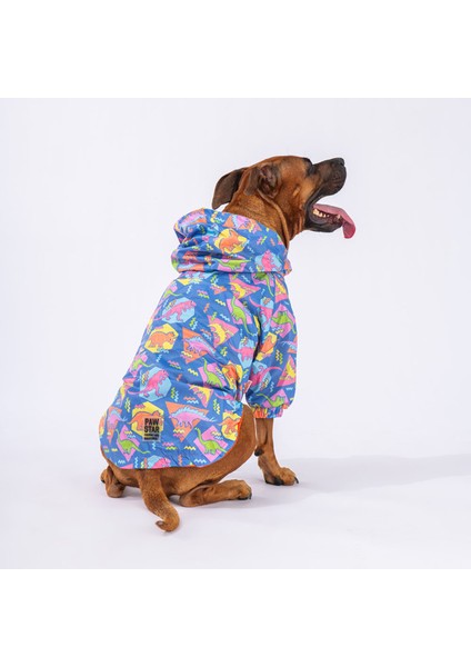 Dinosaurum Fileli Orta ve Büyük Irk Köpek Montu Köpek Yağmurluk Köpek Elbisesi Köpek Kıyafeti 4xl