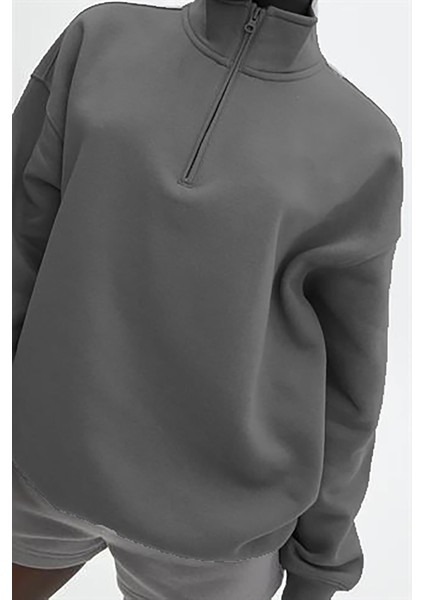 Füme Fermuar Detaylı Oversize Sweatshirt MG1933 fiyatları