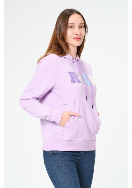 Kadın Kapüşonlu Süzüne Baskılı Sweatshirt