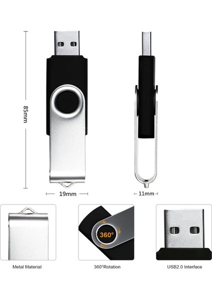 Flash Sürücü USB 2.0 Veri Gezgini Pendrive Thumb Drive Kalem Sürücü Döner Tasarım 2gb 5'li Paket, Yellow (Yurt Dışından) fiyatları