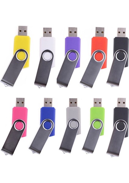 Flash Sürücü USB 2.0 Veri Gezgini Pendrive Thumb Drive Kalem Sürücü Döner Tasarım 128MB 10'li Paket, Blue (Yurt Dışından)