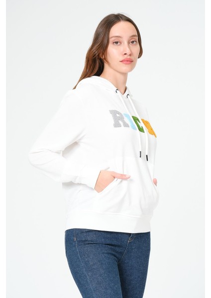 Kadın Kapüşonlu Süzüne Baskılı Sweatshirt