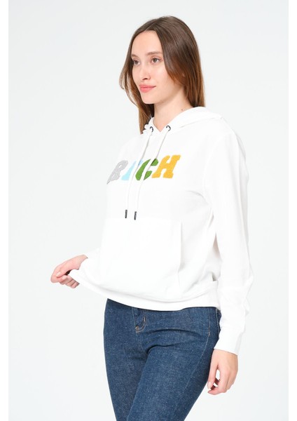 Kadın Kapüşonlu Süzüne Baskılı Sweatshirt