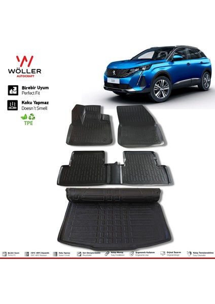 Peugeot 3008 Paspas Bagaj Havuzu 2016 2024 Arası 3D Wöller Ultraflex Set