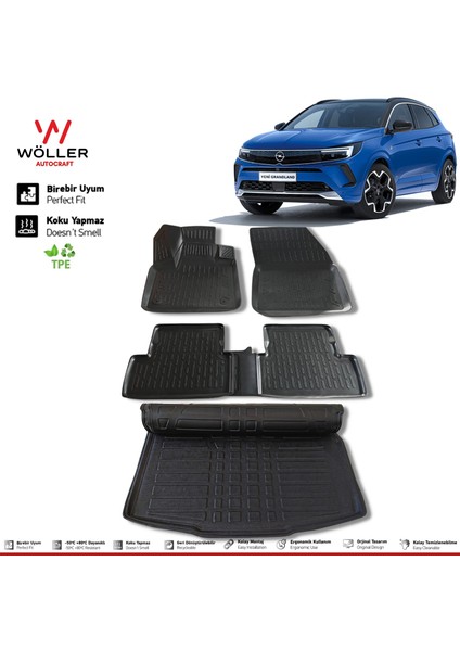 Opel Grandland Paspas Bagaj Havuzu 2017 2024 Arası 3D Wöller Ultraflex Set