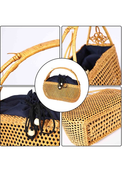 Kadın Bambu Çanta Bohemian Kadın Yaz Plaj Çantası Bayan Vintage Rattan Örme Çanta Içi Boş El Yapımı Dokuma Sepet Tote (Yurt Dışından) indirimleri