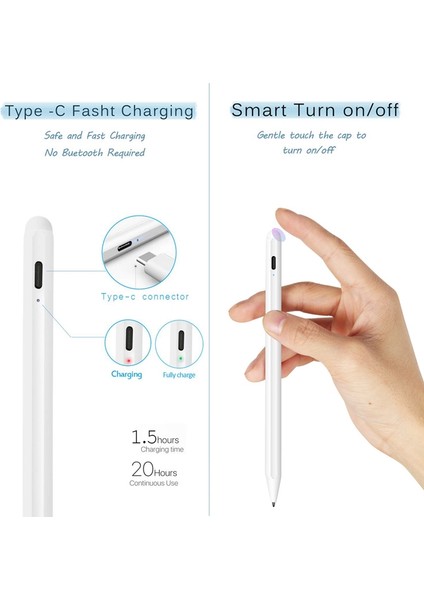 Apple Pencil 2 Için Kontak Kalem Stylus Için iPad Pro 11 12.9 9.7 Hava 3 Mini 5 Aktif Kalem Gecikme Yok Çizim Kalemi (Beyaz) (Yurt Dışından) fırsatları
