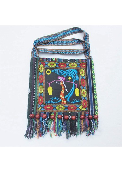 Hmong Vintage Çin Ulusal Tarzı Etnik Omuz Çantası Nakış Boho Hippi Püskül Tote Messenger (Yurt Dışından) fırsatları