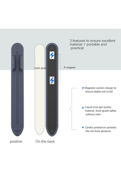 Apple Pencil Için Silikon Kalem Tutucu 1 2 Gen iPad Için Manyetik Kalem Tutucu Silikon Kalem Tutucu (Siyah) (Yurt Dışından)