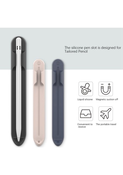 Apple Pencil Için Silikon Kalem Tutucu 1 2 Gen iPad Için Manyetik Kalem Tutucu Silikon Kalem Tutucu (Siyah) (Yurt Dışından)