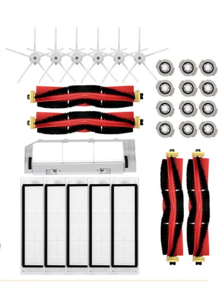Roborock S50 T7PRO T6 P5 S5 Elektrikli Süpürge Hepa Filtre Paspas Bezi Parçası 2 x Rulo Ana Yan Fırça 3x Evrensel Tekerlek (Yurt Dışından)