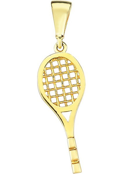 Altın Mini Tenis Raket Kolye Ucu