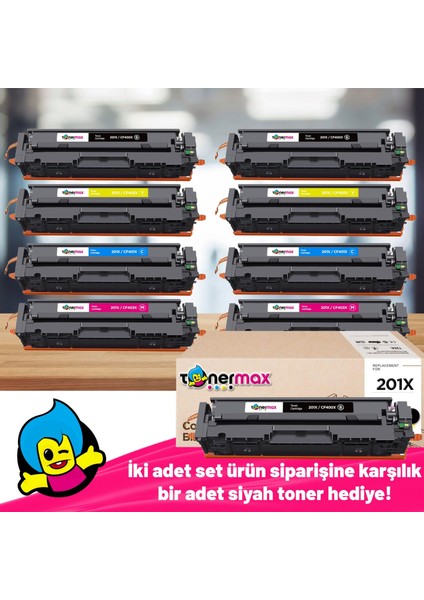 Hp 201X / CF400X Muadil Toner 2'li Avantaj Paket + 1 Siyah Hediye / M252 / M274 / M277