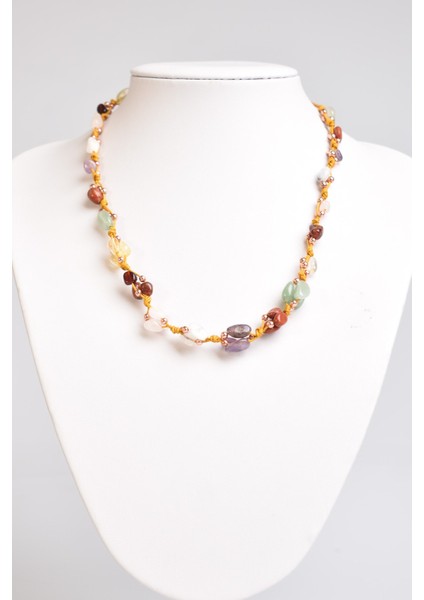 Koç Burcu Doğal Taş Makrome Kolye