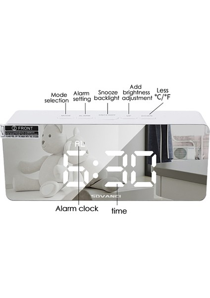 LED Dijital Çalar Saat Aynalı Erteleme Çalar Saat (Siyah) (Yurt Dışından)