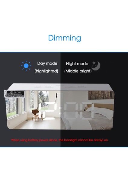 LED Dijital Çalar Saat Aynalı Erteleme Çalar Saat (Siyah) (Yurt Dışından)