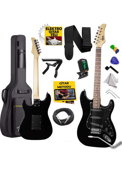 RPH-30BK Full Black Profesyonel Elektro Gitar (Çanta Askı Capo Tuner Pena Kablo Yedek Tel)