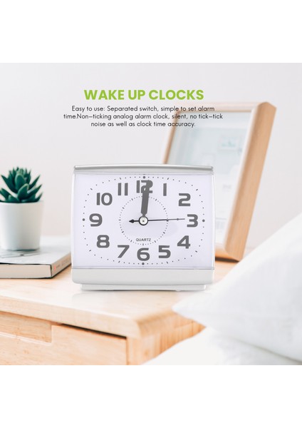 Uyandırma Saatleri Plastik Sessiz Süpürme Küçük Saat Çalar Saat-Beyaz (Yurt Dışından) fırsatları