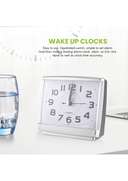 Uyandırma Saatleri Plastik Sessiz Süpürme Küçük Saat Çalar Saat-Beyaz (Yurt Dışından) indirimleri