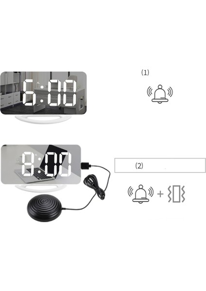 LED Titreşimli Çalar Saat Çok Fonksiyonlu Çift USB Şarj Sessiz (Yurt Dışından)