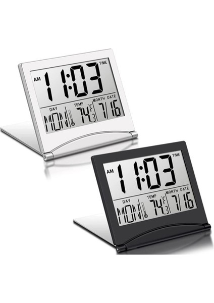 Adet Dijital Seyahat Çalar Saat Takvimli Katlanabilir LCD Saat (Yurt Dışından)