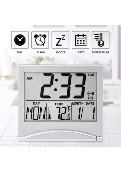 Adet Dijital Seyahat Çalar Saat Takvimli Katlanabilir LCD Saat (Yurt Dışından)