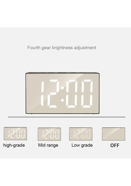 LED Ayna Çalar Saat Dijital Erteleme Saat Ev Dekorasyonu Beyaz (Yurt Dışından)