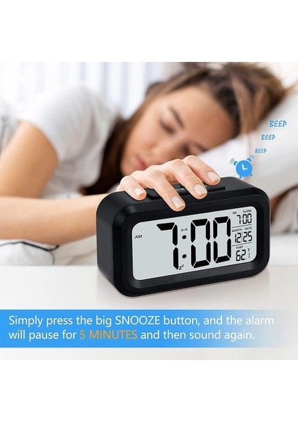 Dijital Çalar Saat, Gece Işıklı Tarih 12/24H (Siyah) (Yurt Dışından) modelleri