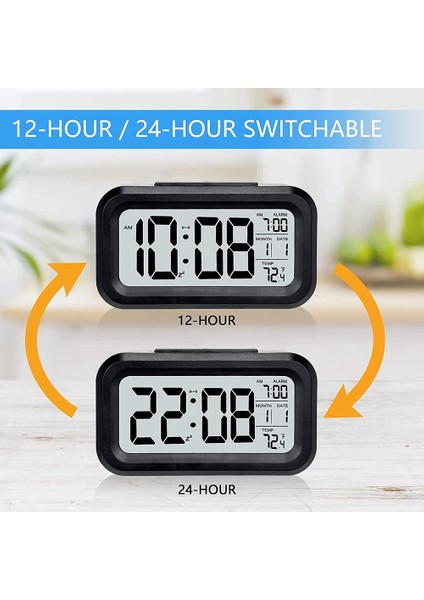 Dijital Çalar Saat, Gece Işıklı Tarih 12/24H (Siyah) (Yurt Dışından) fırsatları