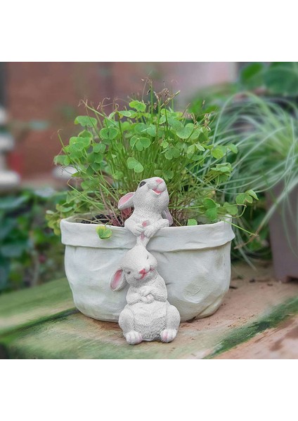 Karikatür Tavşan Reçine Hayvan Şekilli Saksı (Drenaj Delikli) (Yurt Dışından) fırsatları