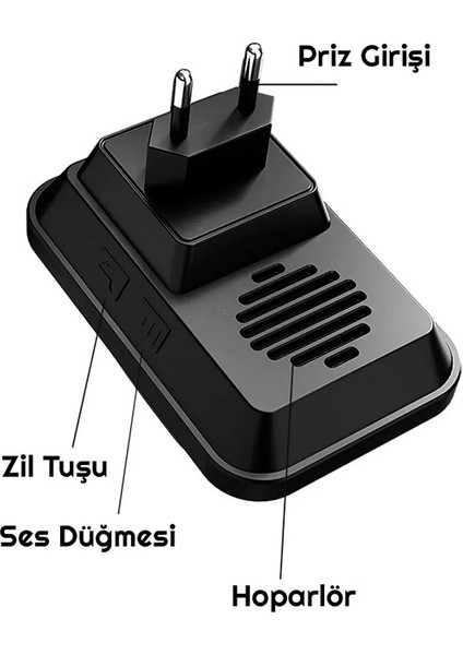 2 Buton 1 Alıcı Pil Gerektirmeyen Kablosuz LED Kapı Zili