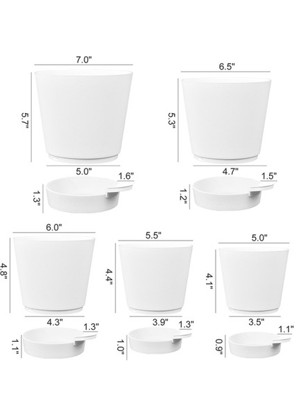 5 Paket 5 Inç Iç Mekan Bitkileri Için Kendiliğinden Sulanan Saksılar, Saksılar Yeşil (Yurt Dışından)