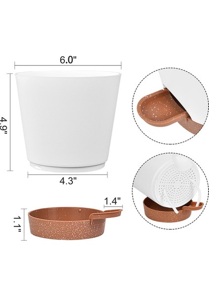 Bitki Saksıları 6 Inç Kendiliğinden Sulanan Ekiciler, Drenaj Delikli, 5 Adet (Yurt Dışından) fiyatları