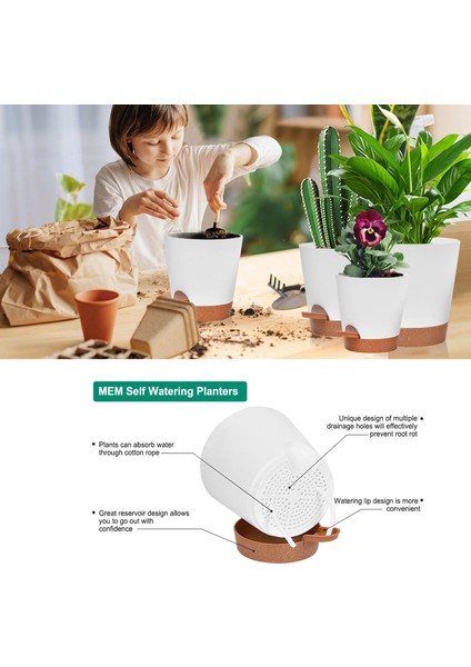 Bitki Saksıları 6 Inç Kendiliğinden Sulanan Ekiciler, Drenaj Delikli, 5 Adet (Yurt Dışından) fırsatları