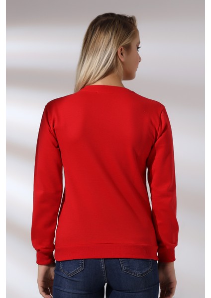 Türk Bayrak Baskılı Sweatshirt 19158 Kırmızı fırsatları