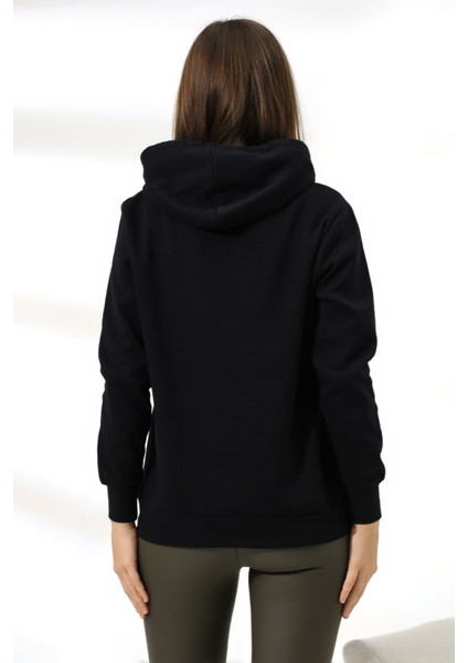Şardonlu Kapüşonlu Sweatshirt 19491 Siyah