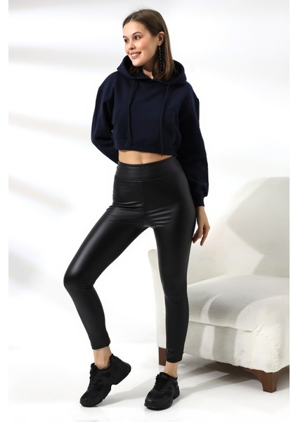 Şardonlu Kapüşonlu Sweatshirt 21391 Lacivert