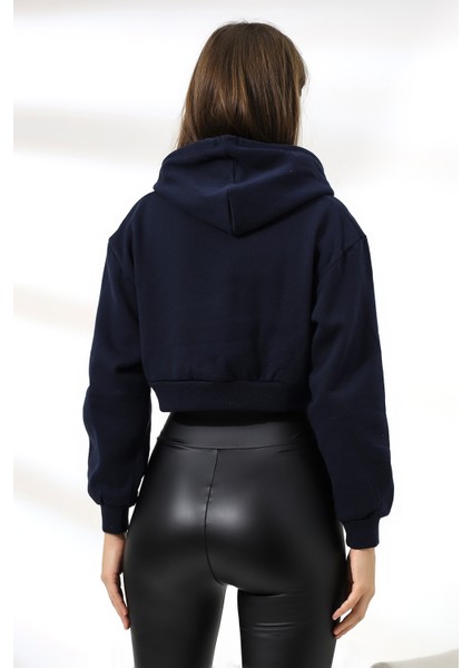 Şardonlu Kapüşonlu Sweatshirt 21391 Lacivert