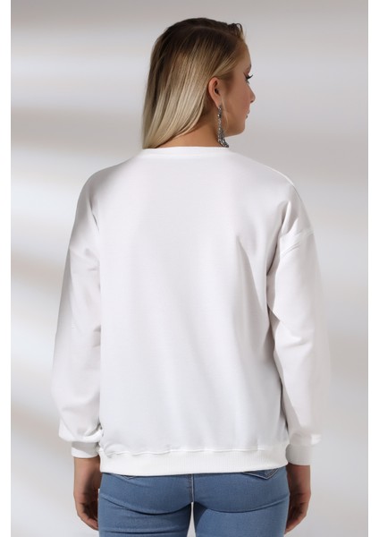 Oversize Sweatshirt 20814 Ekru