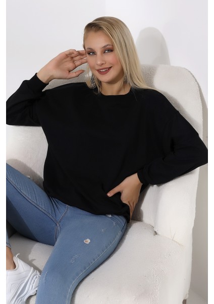 Oversize Sweatshirt 20814 Siyah modelleri