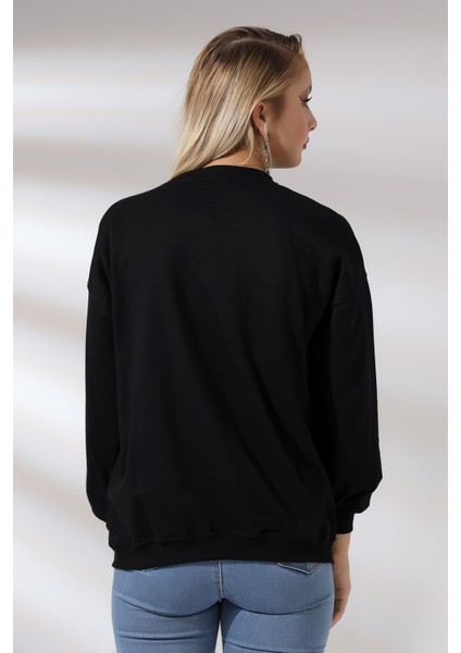 Oversize Sweatshirt 20814 Siyah fırsatları