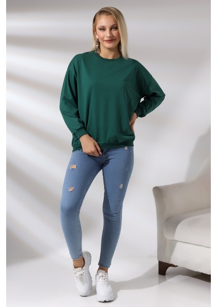 Oversize Sweatshirt 20814 Koyu Yeşil
