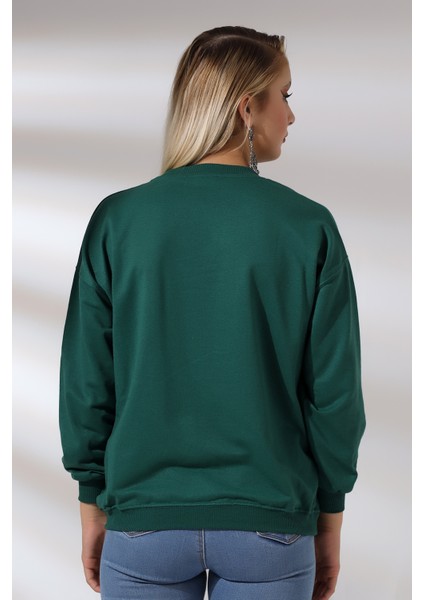 Oversize Sweatshirt 20814 Koyu Yeşil fırsatları